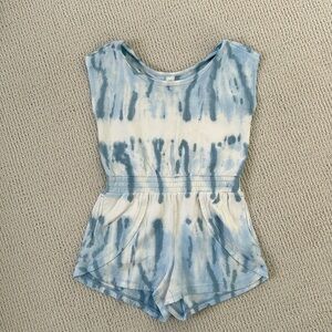 Athleta Girl RomperM 8/10 Tie Dye Blue "Retreat Yourself" Sleeveless Pockets